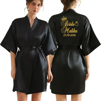 Testo personalizzato Logo accappatoio da sposa abito da sposa sposa damigella d'onore abiti da sposa donna addio al nubilato addio al nubilato