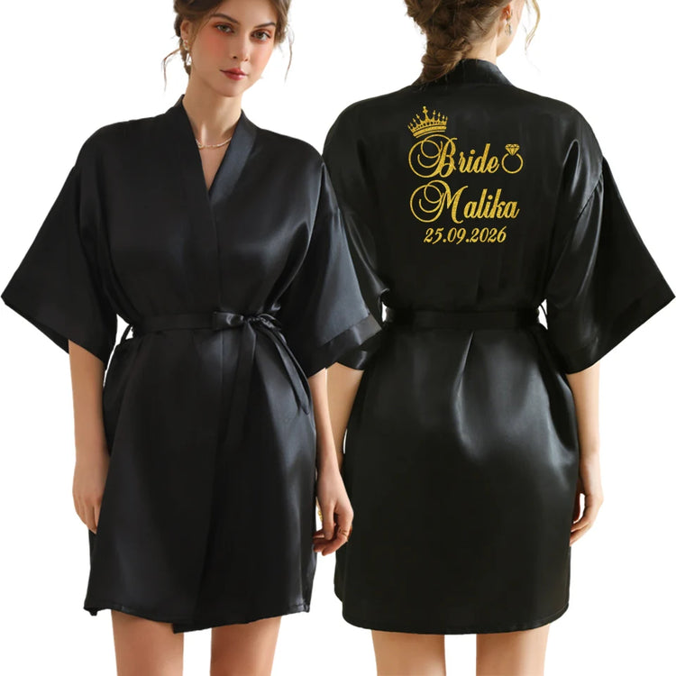 Testo personalizzato Logo accappatoio da sposa abito da sposa sposa damigella d'onore abiti da sposa donna addio al nubilato addio al nubilato