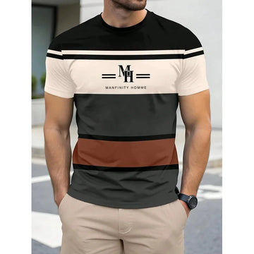 "2025 New Trend Uomo Stampa a righe minimalista Abbigliamento fitness traspirante casual a maniche c