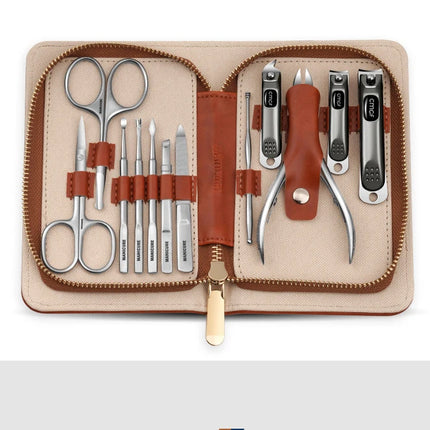 Stainless Steel Manicure 12 Pcs Set Pedicure Tool Portable Nail Clipper Kit with Storage Bag Beauty Grooming Tools