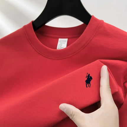Men's Round Neck Short Sleeve 100% Pure Cotton T-shirt Hot Sale Luxury Brand Summer Exquisite Embroidery Pony Breathable Top