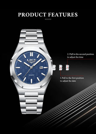LIGE Orologio da donna elegante e lussuoso, orologio classico alla moda con data automatica, cinturino in acciaio inossidabile, orologi luminosi impermeabili per donna, regalo per signora platinumshop
