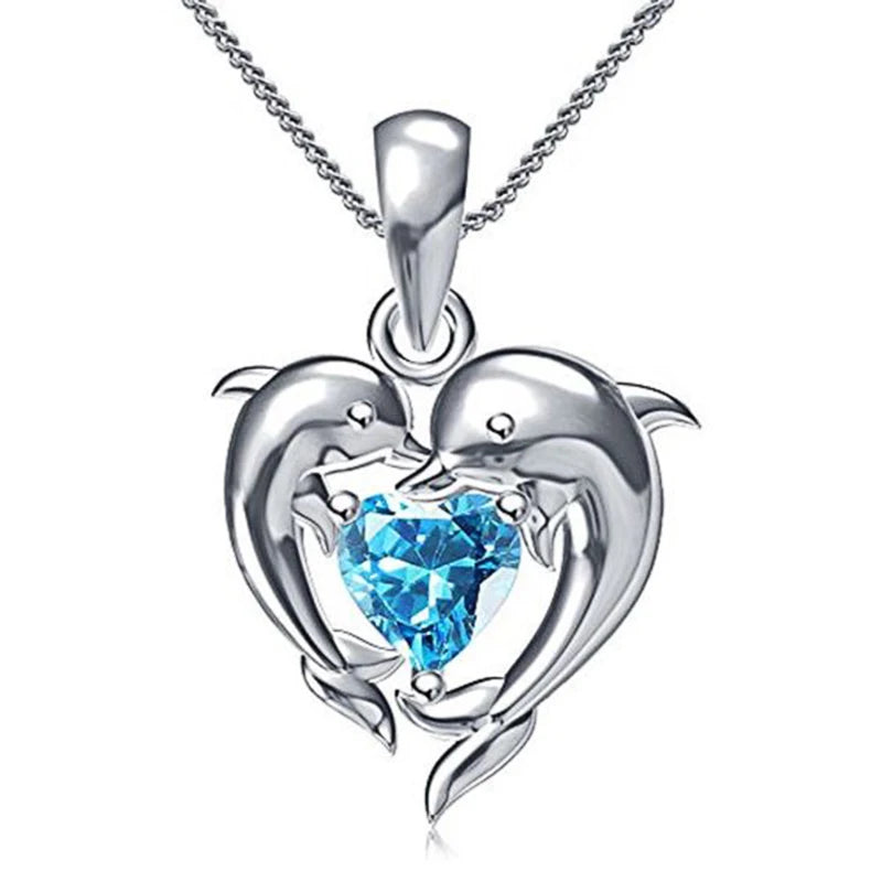 Huitan Romantic Love Dolphin collana con ciondolo per le donne regalo squisito cerimonia di nozze festa accessori unici gioielli di moda