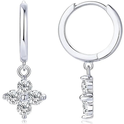 925 Silver Plated Four-leaf Flower Zircon Chain Necklace for Women Luxury Collar Charm Clover Necklaces 2025 Trend Jewelry PlatiNum