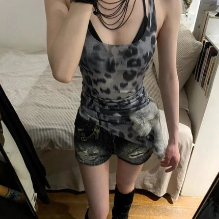 Y2K American Retro Short Denim Shorts Women Casual Rivet Sexy Streetwear Bodycon Gothic Punk Style Zipper Solid Color Summer PlatiNum
