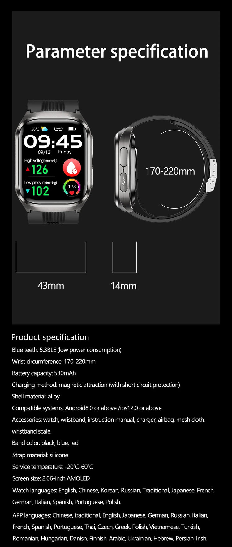 2026 Nuovo aggiornamento AI diagnostico Airbag pressione sanguigna precisa salute SmartWatch acido urico ECG lipidi nel sangue Smartwatch uomo donna platinumshop