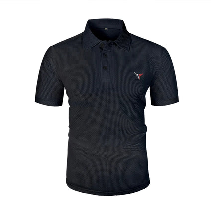 Men's Short Sleeve Summer T-Shirt with Ice Silk Lapel, Men's Top