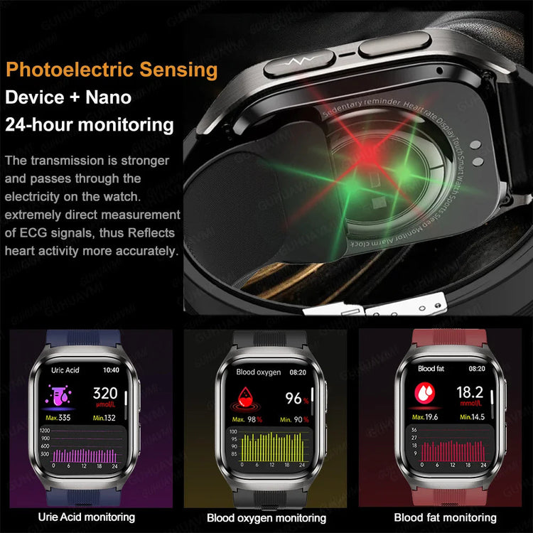 2026 Nuovo aggiornamento AI diagnostico Airbag pressione sanguigna precisa salute SmartWatch acido urico ECG lipidi nel sangue Smartwatch uomo donna platinumshop