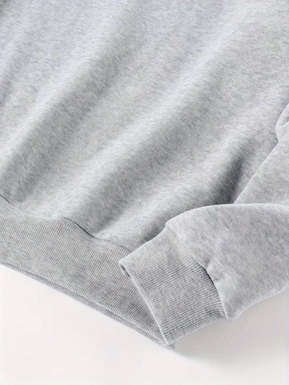 Women's autumn and winter casual fashion loose London England print hooded drawstring long sleeved warm pullover