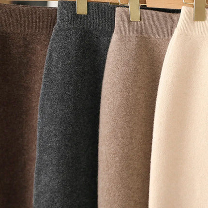 TLOML Autumn Winter New Chic Women's 100% Merino Wool Mini Skirt Preppy Style Cashmere Knitted Skirt Soft Warm Basics Mini Skirt PlatiNum