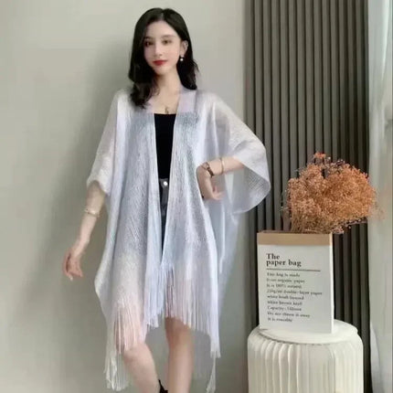 Abito copricostume da spiaggia lavorato a maglia trasparente con nappe sexy con frange Tunica in rete lucida per costumi da bagno da donna Abito da spiaggia leggero con copertura in rete platinumshop