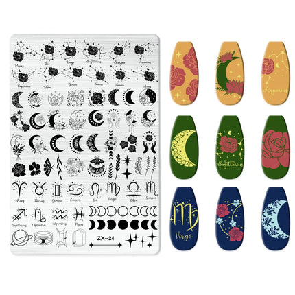 Flowers Love Nail Stamping Newspaper Splice Theme Irregular Stamping Plates Letter Nail Art Printing Stencil Tool Big Size Tools