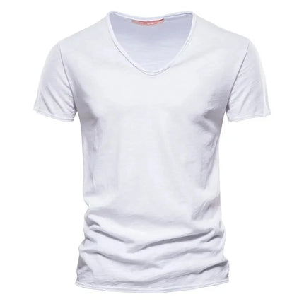 2025 New Brand Quality 100% Cotton Men's V-Neck T-Shirt Fashion Design Slim Fit Men's T-Shirt Top Tees Short Sleeve Men T Shirt