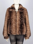 ZADORIN Luxury Mink Coat Deer Pattern Furry Faux Fur Coat Woman Stand Collar Zipper Faux Fur Jackets Winter Coats For Woman Tops