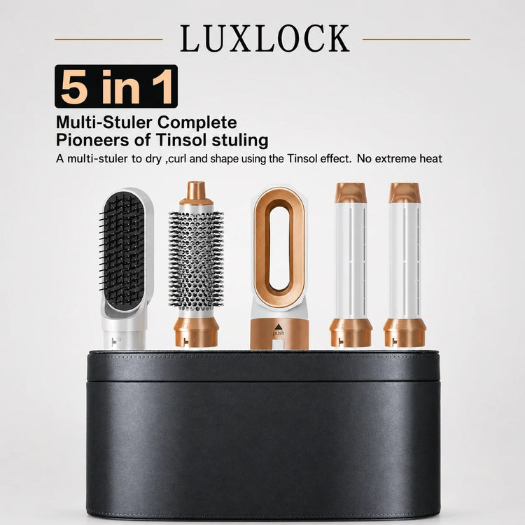 LUXLOCK 5-In-1 Hair Dryer Curling Iron Hot Air Comb Dyso Air Bag Hair Dryer Styling Tool Straightener Hairdressing Tool Gift