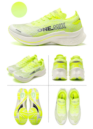 ONEMIX Scarpe da corsa con piastra in carbonio per uomo Assorbimento degli urti Scarpe sportive ultraleggere Rimbalzo Scarpe da ginnastica da maratona per donna all'aperto PlatiNum