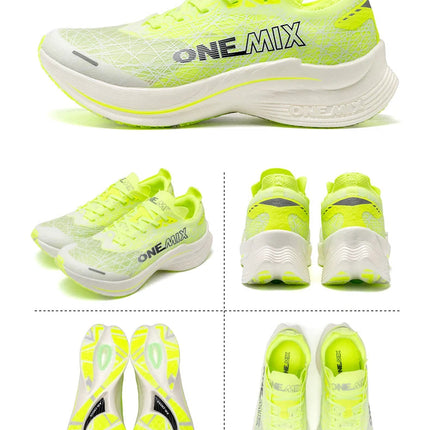ONEMIX Scarpe da corsa con piastra in carbonio per uomo Assorbimento degli urti Scarpe sportive ultraleggere Rimbalzo Scarpe da ginnastica da maratona per donna all'aperto PlatiNum