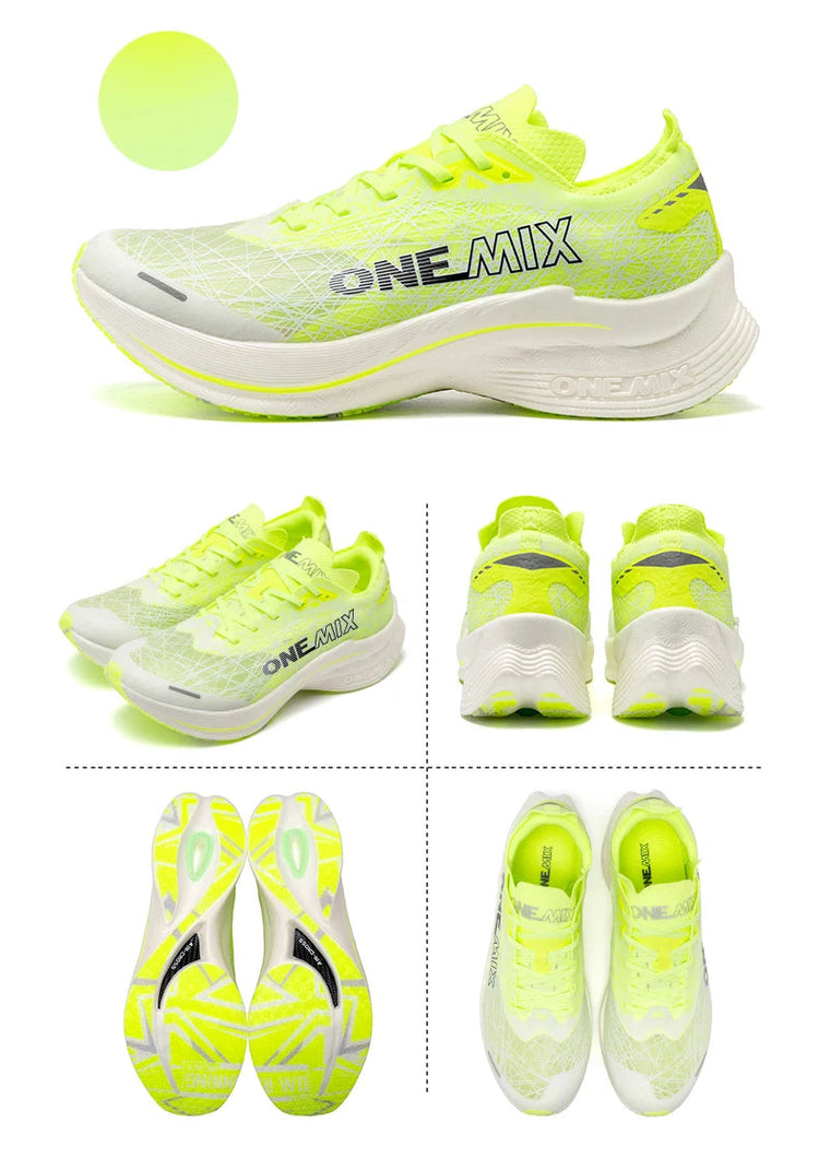 ONEMIX Scarpe da corsa con piastra in carbonio per uomo Assorbimento degli urti Scarpe sportive ultraleggere Rimbalzo Scarpe da ginnastica da maratona per donna all'aperto PlatiNum