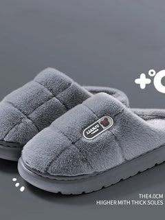 Big Size 50 51 Winter Slippers Women Men Thick Sole Indoor Home Warm Couples Shoes Non-Slip Flat Platform Women's Cotton Slipper