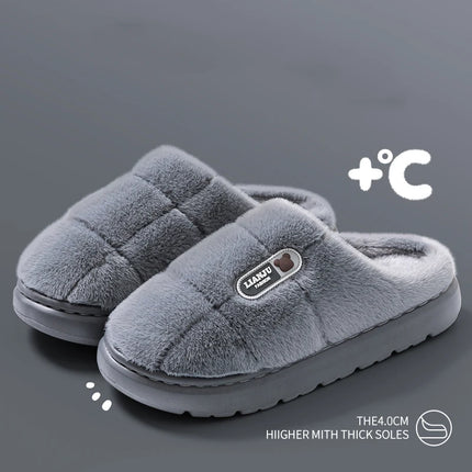 Big Size 50 51 Winter Slippers Women Men Thick Sole Indoor Home Warm Couples Shoes Non-Slip Flat Platform Women's Cotton Slipper