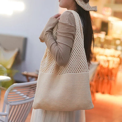 Borse a maglia da donna, borsa tote grande capacità, borsa estiva da spiaggia, borsa grande casual, borse a tracolla intrecciate a nido d'ape, borsa da donna