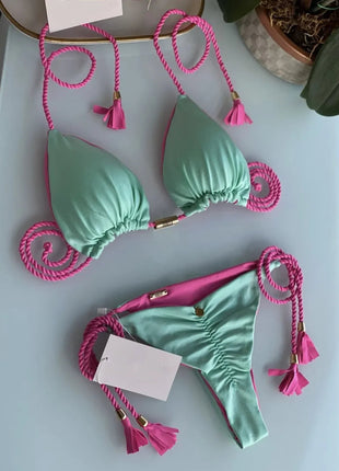 RUOTONSEPT Sexy Braiding rope Bandage Bikini Set Women's Swimsuit Two-piece Triangle Swimwear Bathing Suit Brazilian Biquinis platinumshop