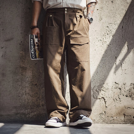 Maden P37 British Army Military Style Cargo Pants Mens Heavyweight Straight Multi Pocket Tactical Trousers Vintage Casual Autumn