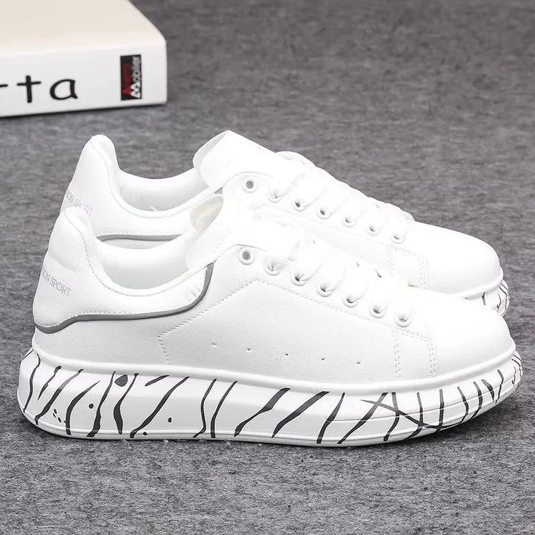 Brand men's shoes, fashionable and versatile couple's sneakers, breathable sports and leisure thick-soled women's white shoes