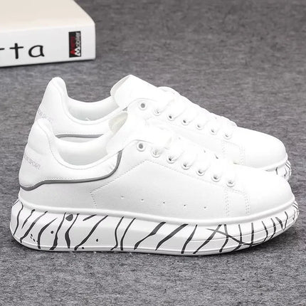 Brand men's shoes, fashionable and versatile couple's sneakers, breathable sports and leisure thick-soled women's white shoes