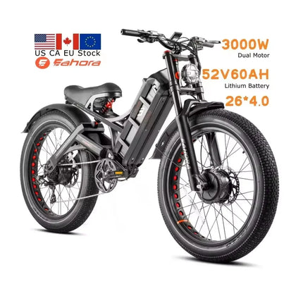 【Romeo pro2 spot】Bicicletta elettrica da città Romeo pro2 3000W con doppio motore, batteria integrata 52V 70Ah, pneumatici grandi, ruote da 26x4.0