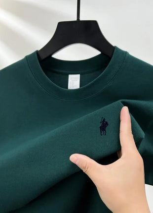 T-shirt homme col rond manches courtes 100 % pur coton, vente chaude, marque de luxe, été, broderie exquise, poney, haut respirant