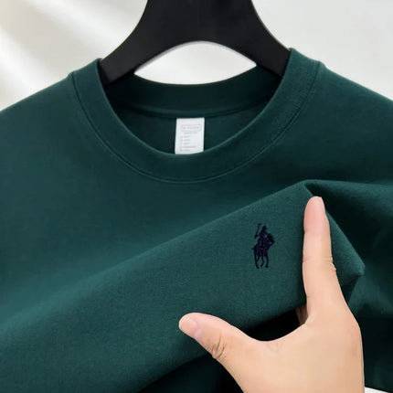 Men's Round Neck Short Sleeve 100% Pure Cotton T-shirt Hot Sale Luxury Brand Summer Exquisite Embroidery Pony Breathable Top