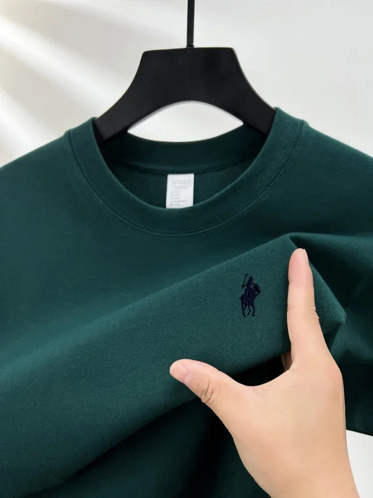 T-shirt da uomo girocollo manica corta in puro cotone 100% vendita calda marchio di lusso estate squisito ricamo pony top traspirante