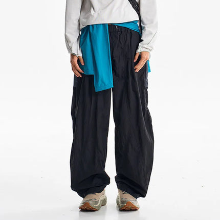 Men Women Splice Fashion Outdoor Loose Casual Lightweight Quick Dry Sports Cargo Baggy Pants Track Trouser Jogger Sweatpants