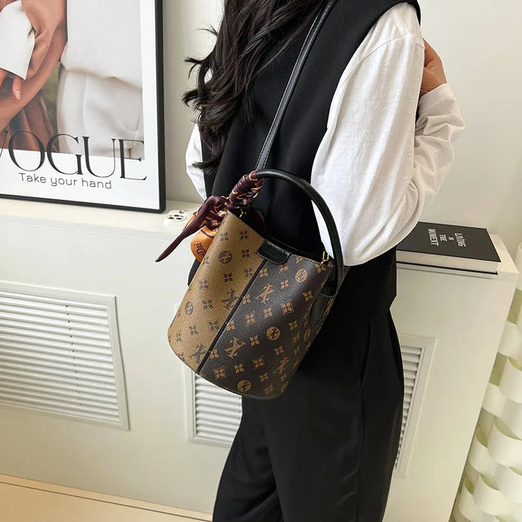 Advanced fashion bag for women 2025 new casual women's bag, large capacity bucket bag, shoulder bag, diagonal cross bag PlatiNum