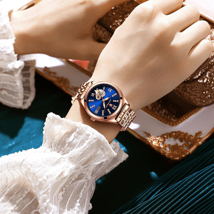 POEDAGAR Orologi di lusso da donna Orologio da donna impermeabile con data luminosa in acciaio inossidabile Orologio da polso da donna al quarzo alla moda elegante platinumshop