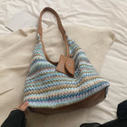 Borsa Tote Intrecciata a Mano di Grande Capacità per Donna, Borsa alla Moda per Pendolari, Stile INS, Borsa da Spiaggia per Viaggi Quotidiani
