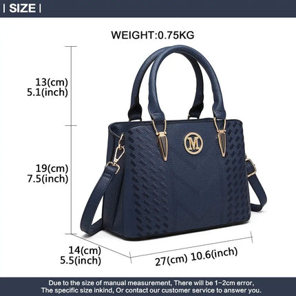 Borsa da donna Miss Lulu, borsa con manico medio modello litchi, borsa a tracolla elegante in maglia di alta qualità