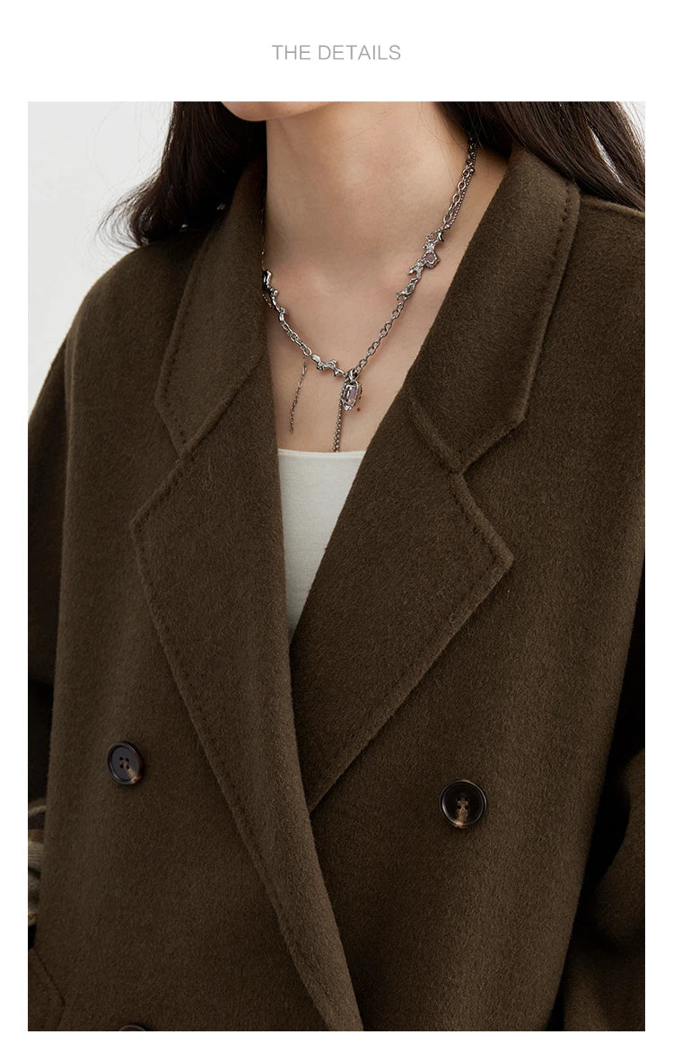 CHIC VEN Women Long Double-sided Woolen Coats Retro Loose Female Overcoat Double Breasted Ladies Windbreak Autumn Winter 2026