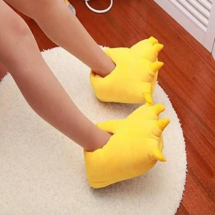 1 Pair Cute Dinosaur Claw Plush Slippers Warm Soft Indoor Slippers for Women and Men Winter House Slippers