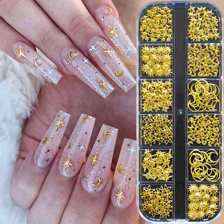 Ocean Starfish Shell Nail Charms Golden Silver Metal Nail Art Decoration 3D Nail Rivet Metallic Slice DIY Manicure Nail PartsY2K