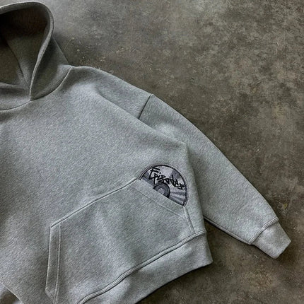 2026 Trendy High Street Retro Casual Streetwear Men's Sports Suit Y2K Harajuku Embroidered Hoodie men Hip-hop Loose Sweatpants PlatiNum