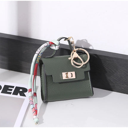 Brand Fashion Coin Purse Luxury Simple Flip Small Bag High-end Bag Pendant Exquisite Lock Silk Scarf Mini Lipstick Headphone Bag PlatiNum