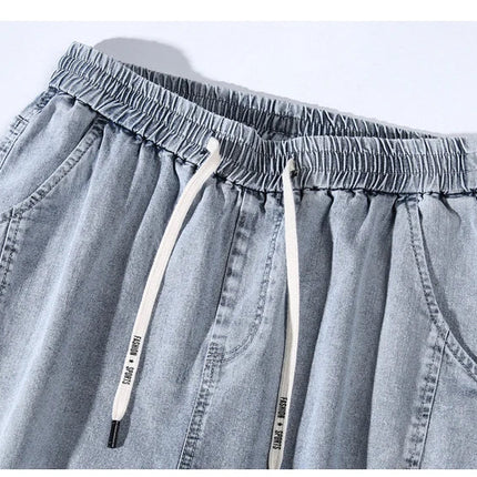 HIQOR Brand Men's Jeans Harem Denim Cargo Pants 2026 New Streetwear Jogger Hip Hop Cotton Trousers Male Blue Oversized 5XL 4XL PlatiNum