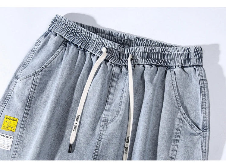 HIQOR Brand Men's Jeans Harem Denim Cargo Pants 2026 New Streetwear Jogger Hip Hop Cotton Trousers Male Blue Oversized 5XL 4XL PlatiNum