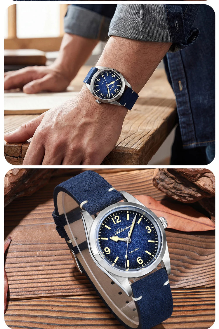 ADDIESDIVE New Quartz Watch Luxury Sapphire 2035 Movement 36mm Men Watch C3 Luminous Diving 100m Waterproof 316L Stainless Steel
