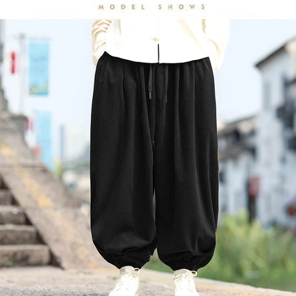 Nuovi pantaloni di velluto a coste da uomo streetwear moda pantaloni lanterna allentati uomo pantaloni stile harem retrò pantaloni casual con cavallo grande uomo taglie forti5XL