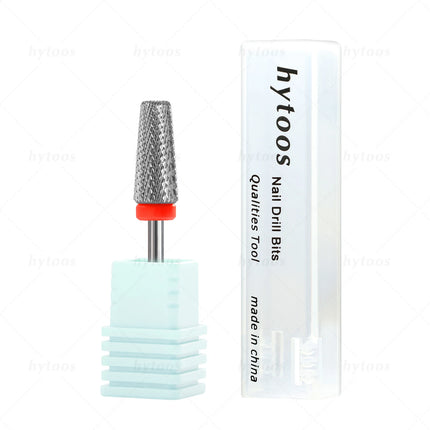 HYTOOS Tapered 5 in 1 Nail Drill Bit Cross Teeth Carbide Nail Bits Remove Gel Electric File Drills Machine Manicure Accessories