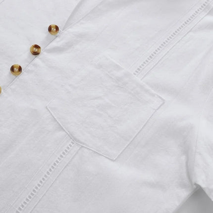 Men's Retro Cotton And Linen Set, Spring And Autumn Fashion Stand-up Collar Pocket Long Pants Long-sleeved Two-piece set PlatiNum