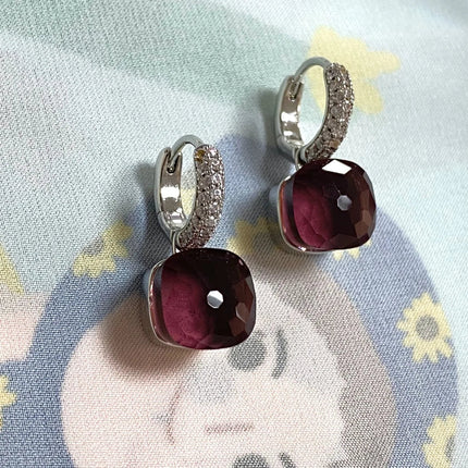 Classic Candy Color Earrings Inlay Transparent Zircon 27Colors Crystal Earrings Platinum Plated Fashion Jewelry For Women PlatiNum